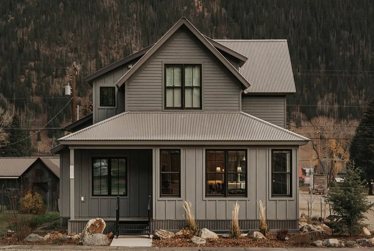 Modern alpine farmhouse exterior in Silverton, Colorado